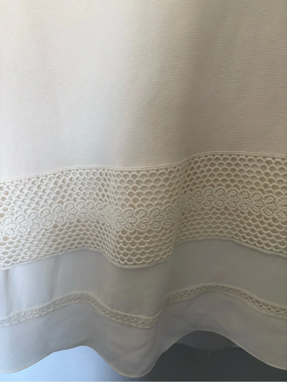 LOFT Cream Knit Top with Lace Insets